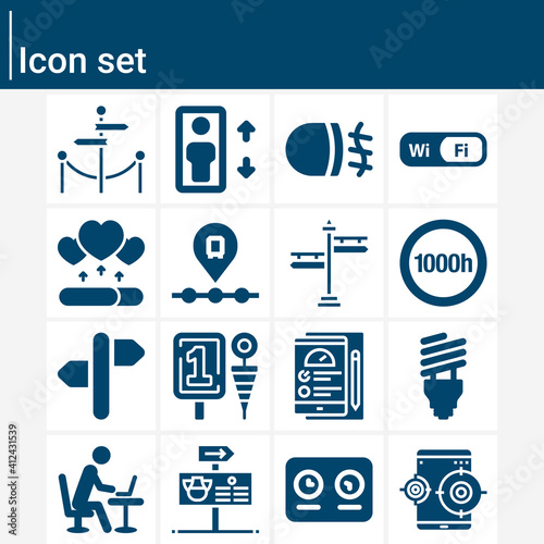 Simple set of geographical related filled icons.