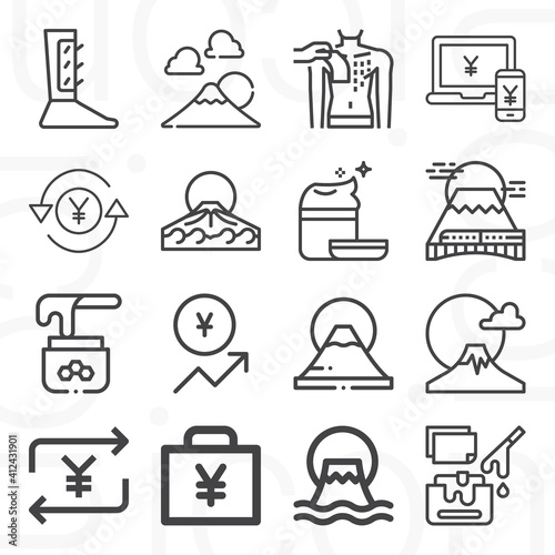 16 pack of japan  lineal web icons set