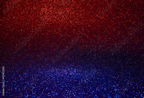 Red and blue glitter and sparkling glitter. Colour transition through the middle