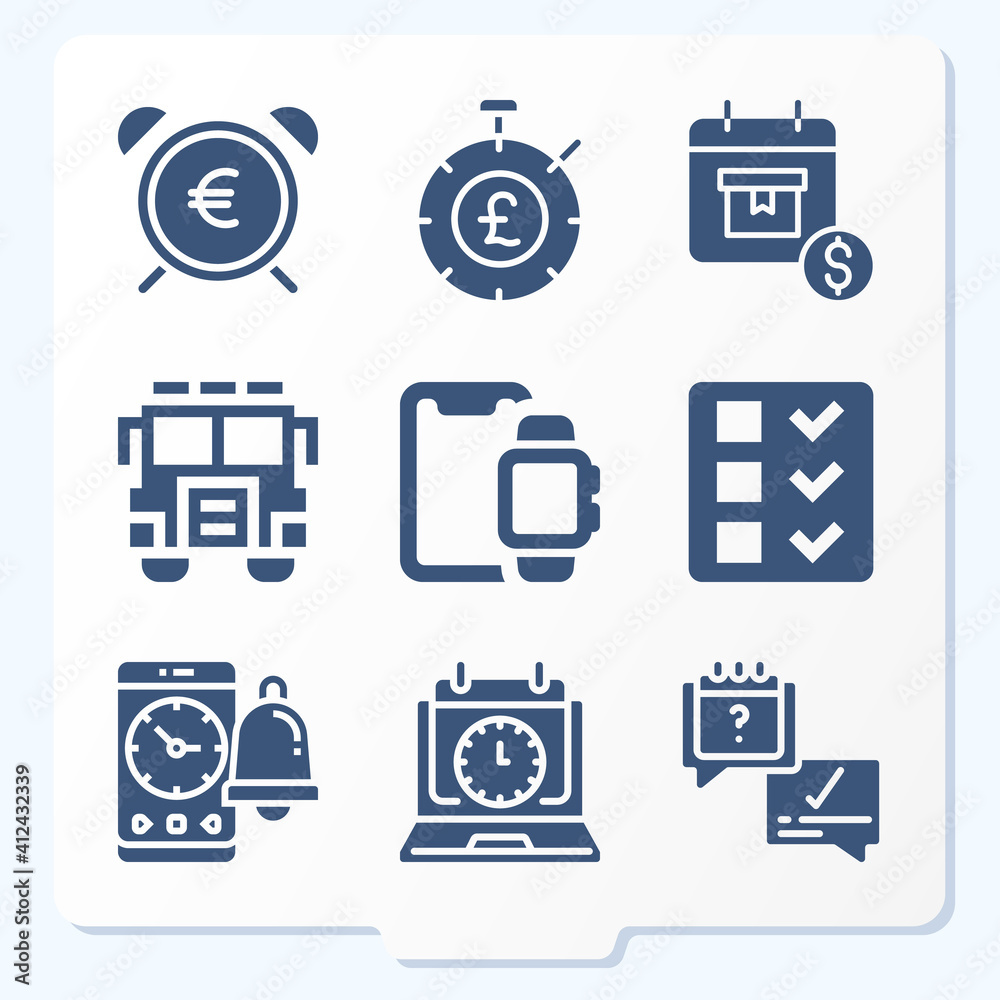 Simple set of 9 icons related to escort Simple set of 9 icons related to escort