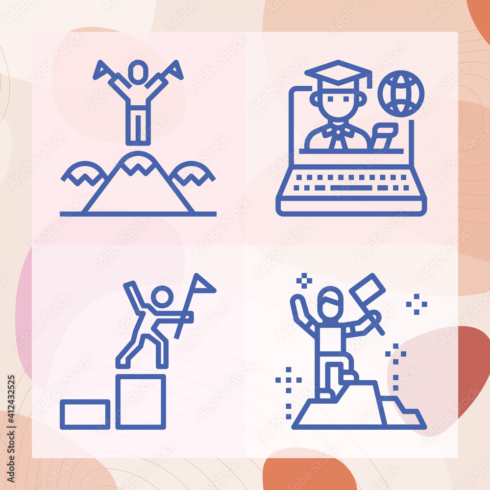 Simple set of attainment related lineal icons Simple set of attainment related lineal icons