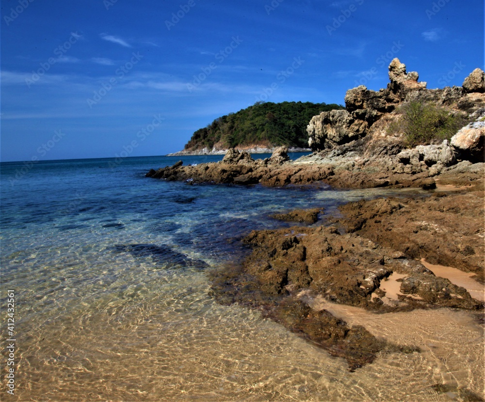 beach and rocks in island