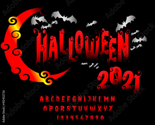 Halloween font. Horror alphabet letters written blood, scary bleed font or wet bloody sign isolated vector illustration