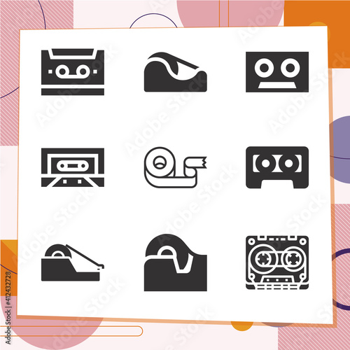 Simple set of 9 icons related to finish line