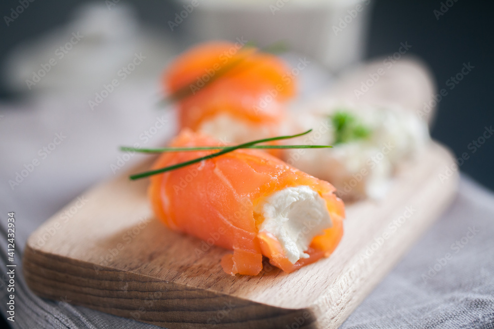 Smoked salmon rolls with cream cheese Smoked salmon rolls with cream cheese
