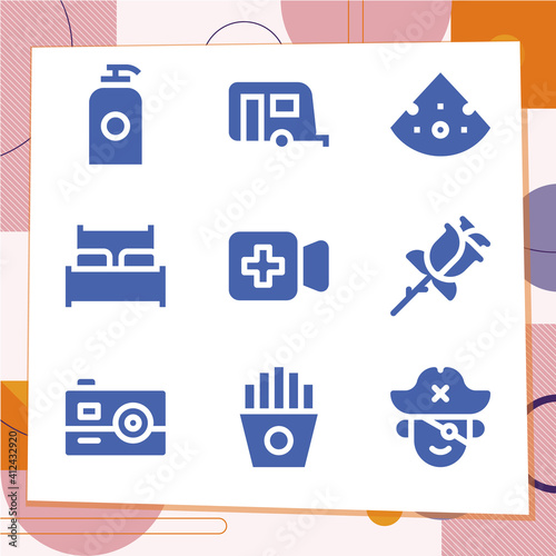 Simple set of 9 icons related to hi