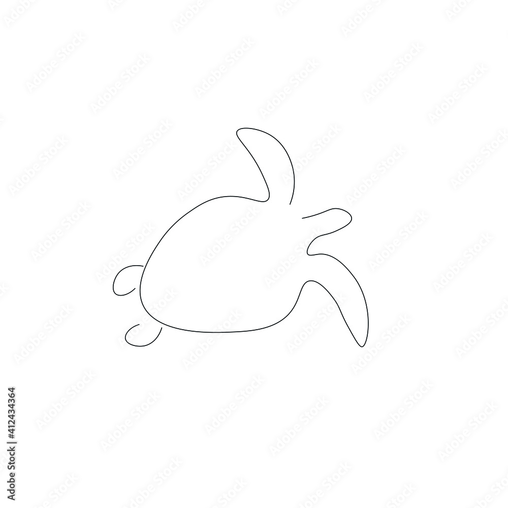 Turtle one line drawing, vector illustration