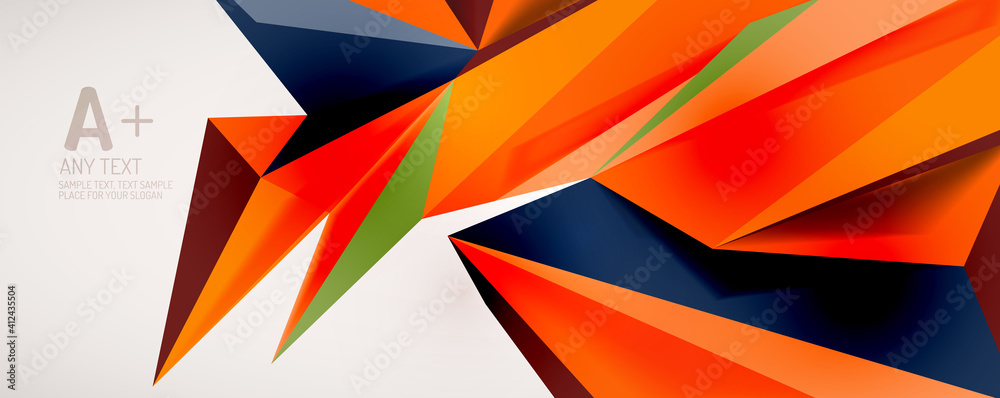 Vector triangle geometric backgrounds. Low poly 3d shape on light backdrop. Vector illustration for covers, banners, flyers and posters and other designs Vector triangle geometric backgrounds. Low poly 3d shape on light backdrop. Vector illustration for covers, banners, flyers and posters and other designs