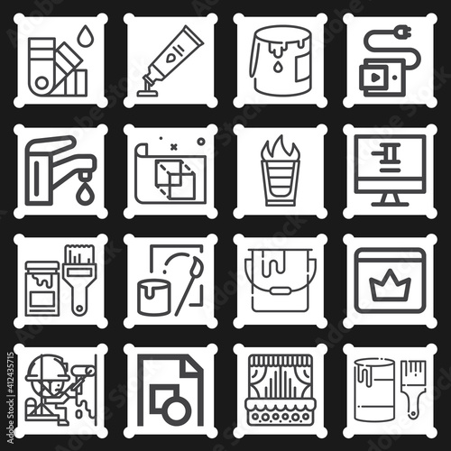 16 pack of charge  lineal web icons set