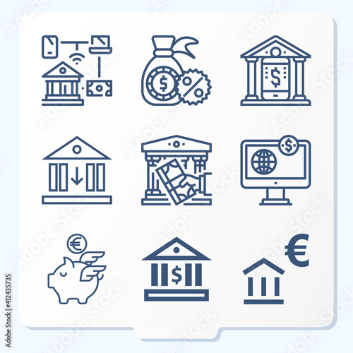 Simple set of 9 icons related to bankers