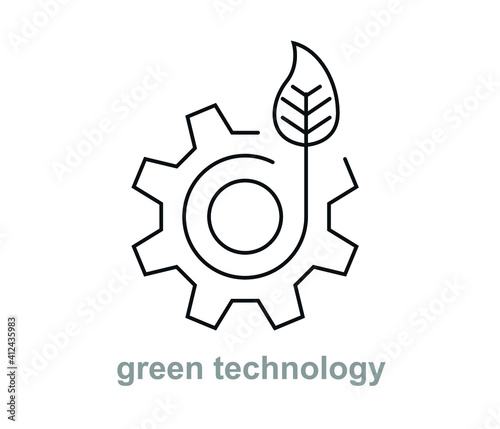 Green Technology Rounded Line Icon.
