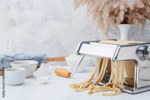Pasta machine with dough an...