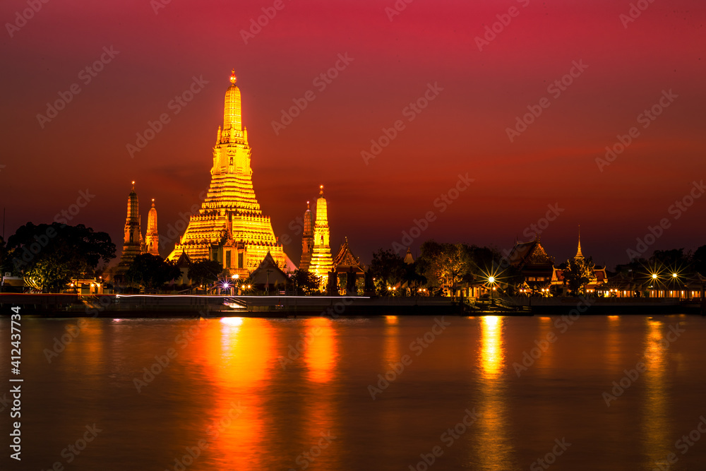 Wat Arun Temple at twilight in Bangkok, Thailand. Wat Arun Temple at twilight in Bangkok, Thailand.