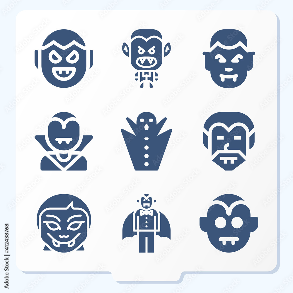 Simple set of 9 icons related to vampire Simple set of 9 icons related to vampire