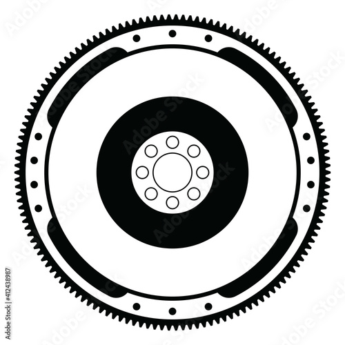 Flywheel. Machine parts. Car parts. Vector illustration