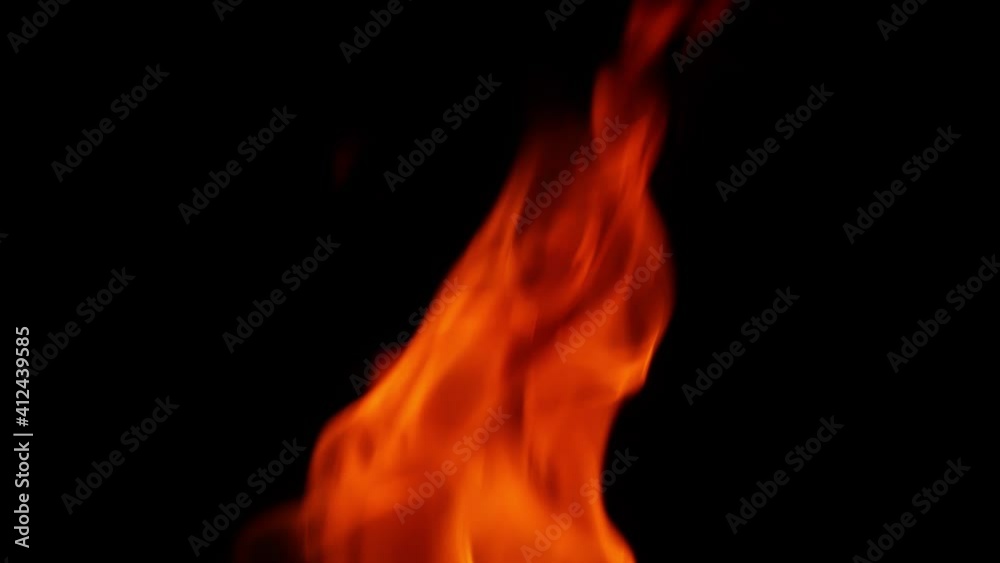 Close view of straight flame, Flame with black background Close view of straight flame, Flame with black background