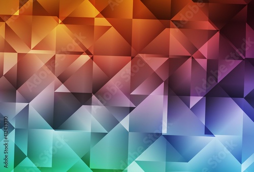 Light Green, Red vector triangle mosaic background.