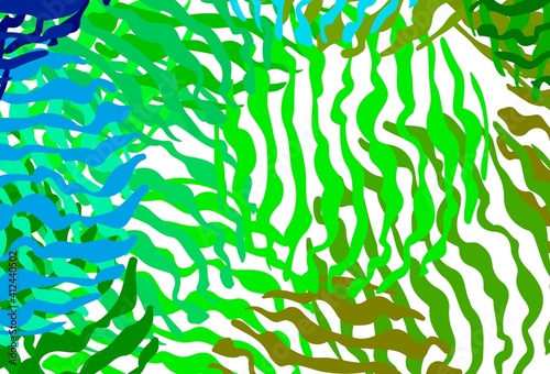 Light Blue, Green vector background with curved lines.