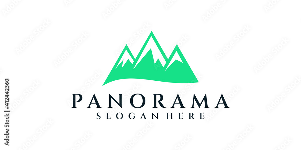 Panorama minimal mountain logo design inspiration