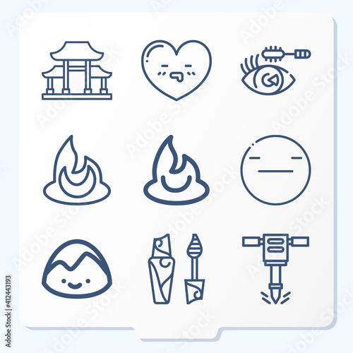 Simple set of 9 icons related to brush up
