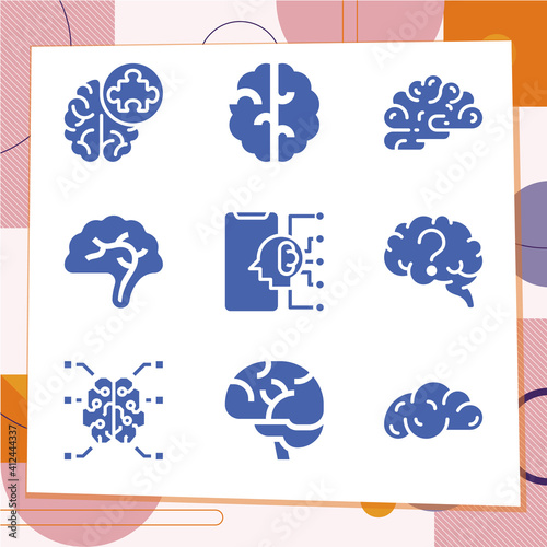 Simple set of 9 icons related to front tooth