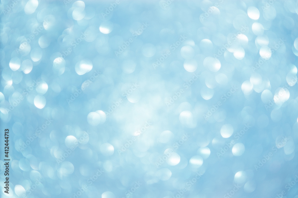 Abstract background / texture in blue, cyan colors. Sequins, bokeh, blur