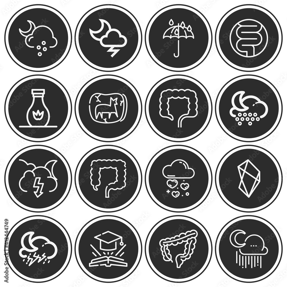 16 pack of hail  lineal web icons set