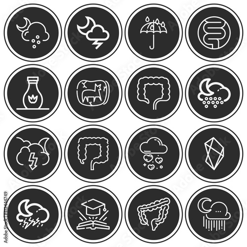 16 pack of hail  lineal web icons set