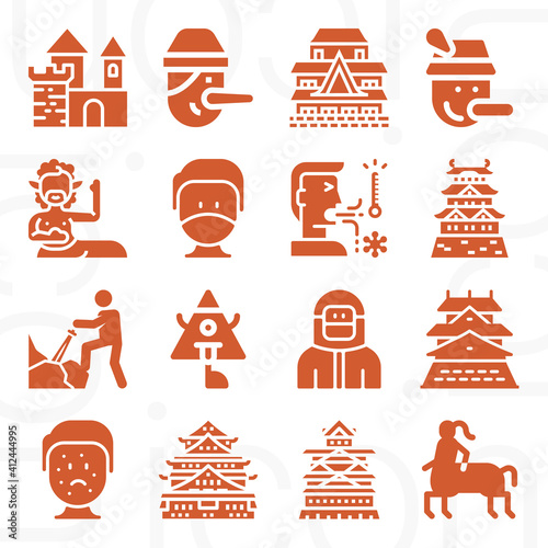 16 pack of fantasies  filled web icons set
