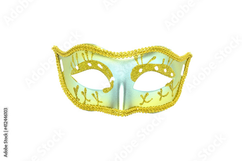 Golden mask party or carnival Venetian isolated on white background