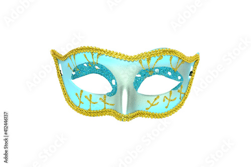 Blue mask party or carnival Venetian isolated on white background