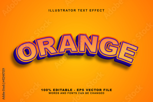 Orange, 3d editable text effect orange gradation Premium Vector