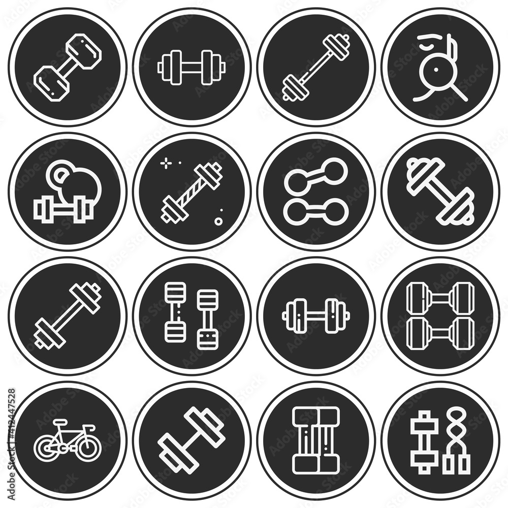 16 pack of weight unit  lineal web icons set