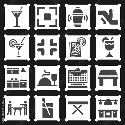 16 pack of blurred  filled web icons set
