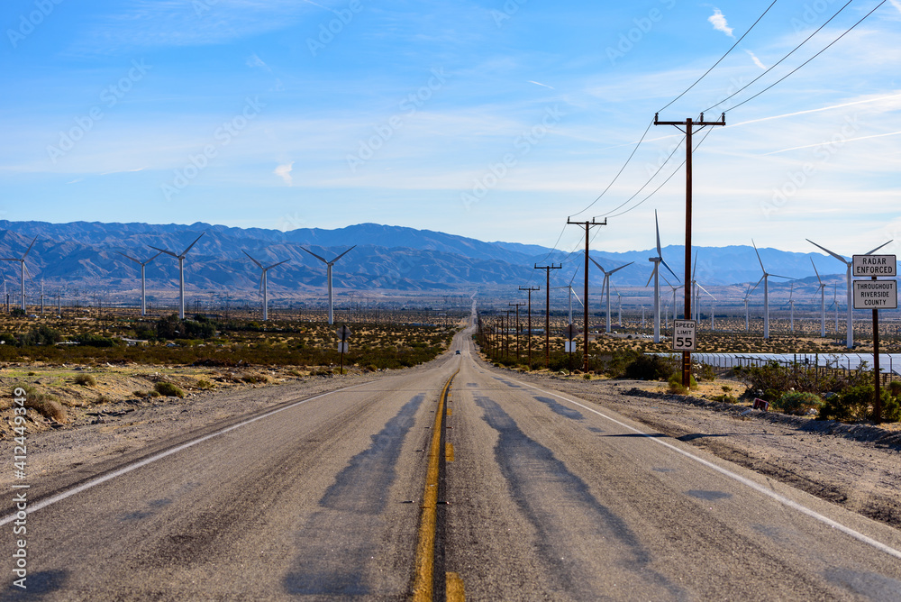 Long straight road at California, USA.