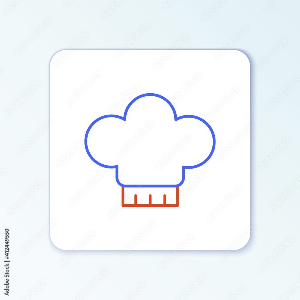 Line Chef hat icon isolated on white background. Cooking symbol. Cooks hat. Colorful outline concept. Vector. Line Chef hat icon isolated on white background. Cooking symbol. Cooks hat. Colorful outline concept. Vector.