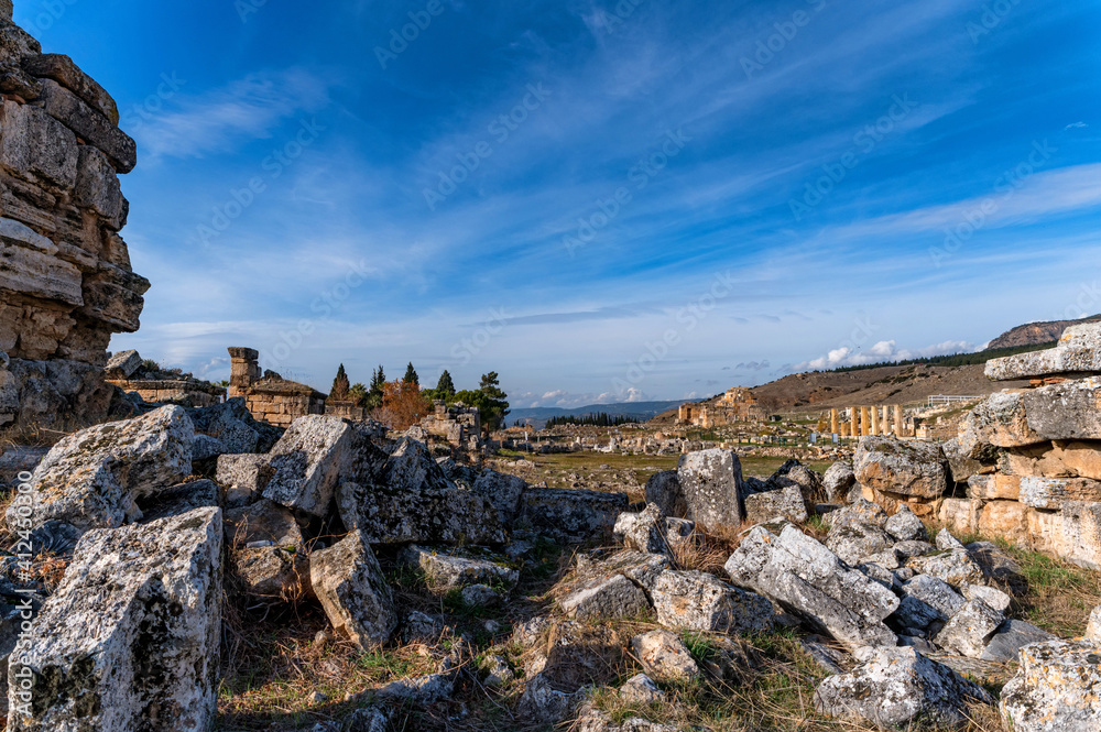 Ruins of the ancient city of Hierapolis in Turkey