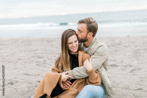 Engagement proposal at beach in Playa Del Rey, California Young Couple