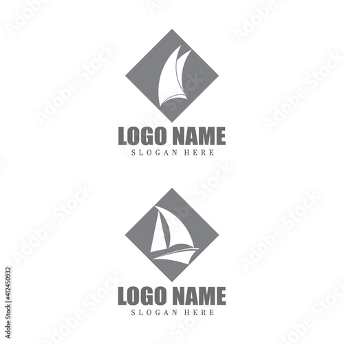 Ocean cruise liner ship silhouette simple linear logo