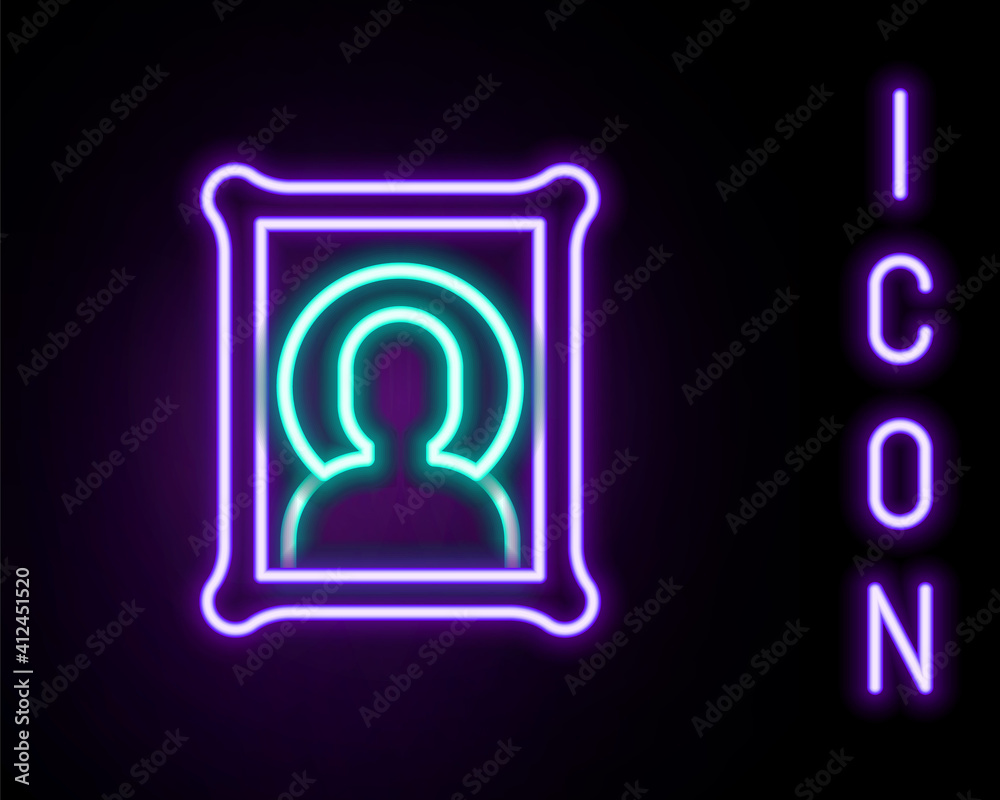 Glowing neon line Christian icon isolated on black background. Colorful outline concept. Vector. Glowing neon line Christian icon isolated on black background. Colorful outline concept. Vector.