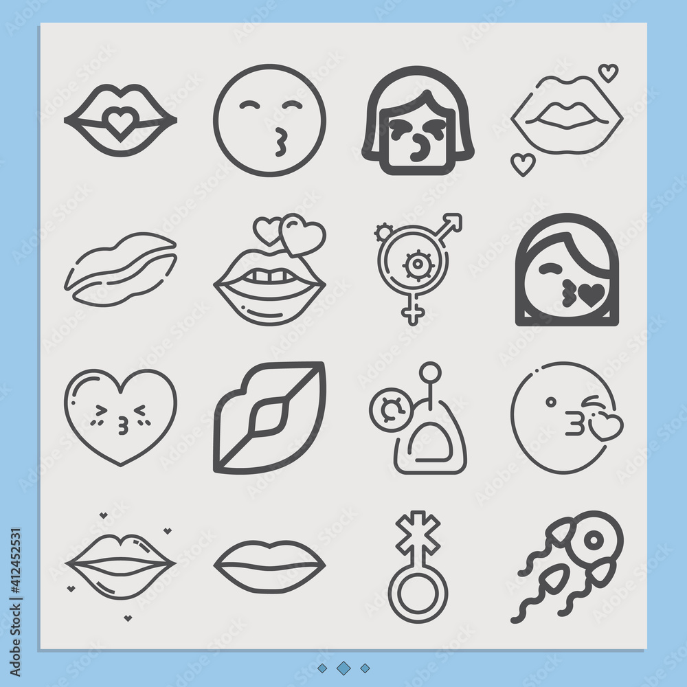 Simple set of erotic related lineal icons.