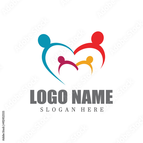 family care love logo template illustration design