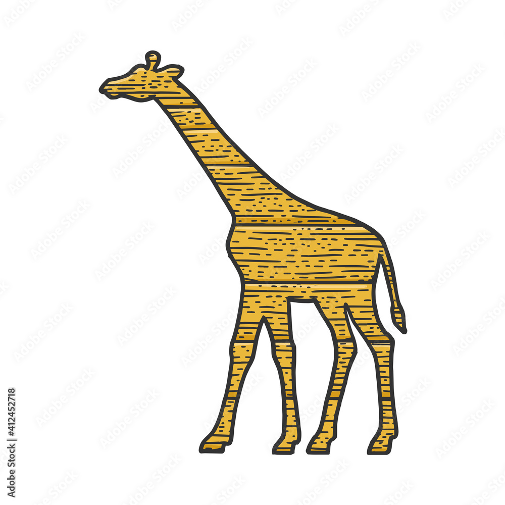 wooden giraffe animal silhouette sketch raster wooden giraffe animal silhouette sketch raster