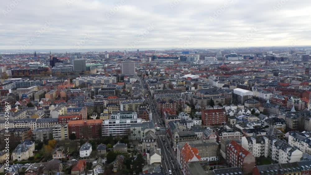 Drone Flight Over Cityscape Of Frederiksberg Drone Flight Over Cityscape Of Frederiksberg