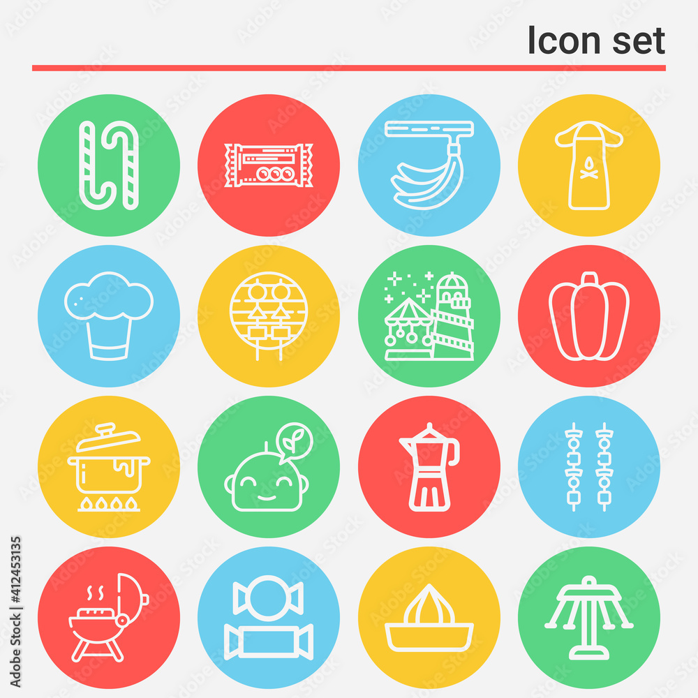 16 pack of vegetable  lineal web icons set