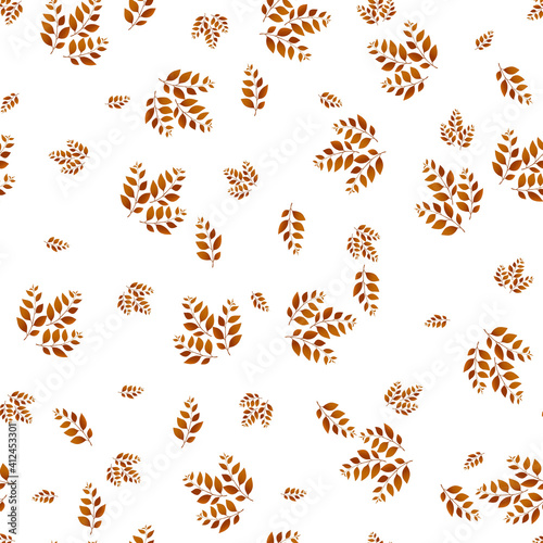 Spring seamless pattern with color sprigs. Vector stock illustration for fabric, textile, wallpaper, posters, paper. Fashion print. Branch with leaves. Doodle style.