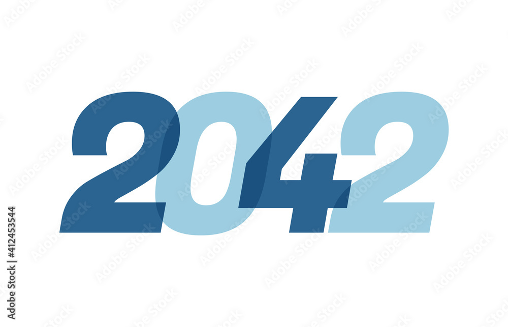 Happy New Year 2042 Text Design. 2042 Number logo design for Brochure design template, card, banner Isolated on white background. Vector illustration