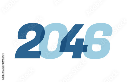 Happy New Year 2046 Text Design. 2046 Number logo design for Brochure design template, card, banner Isolated on white background. Vector illustration