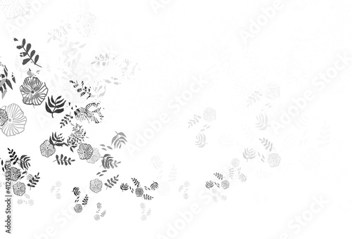 Light Gray vector doodle texture with leaves.