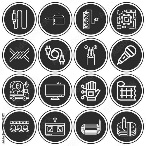 16 pack of wiring  lineal web icons set